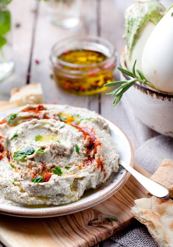 Grilled eggplant with Tahini "Baba Ghanoush".
